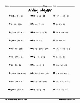 Adding Rational Numbers Worksheet New Free Adding Integers Worksheet 3 Terms Math