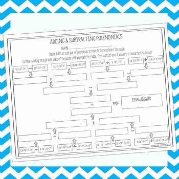 Adding Subtracting Polynomials Worksheet Lovely Adding &amp; Subtracting Polynomials Puzzle Worksheet by