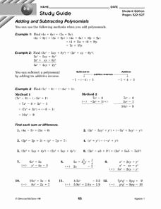 Adding Subtracting Polynomials Worksheet Unique Adding and Subtracting Polynomials Worksheet for 9th Grade