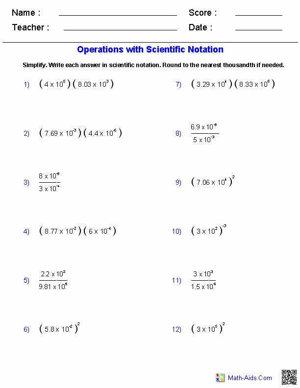 Adding Subtracting Scientific Notation Worksheet Awesome Algebra 1 Worksheets