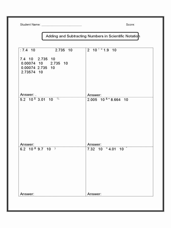 Adding Subtracting Scientific Notation Worksheet Elegant Scientific Notation Worksheet Pdf