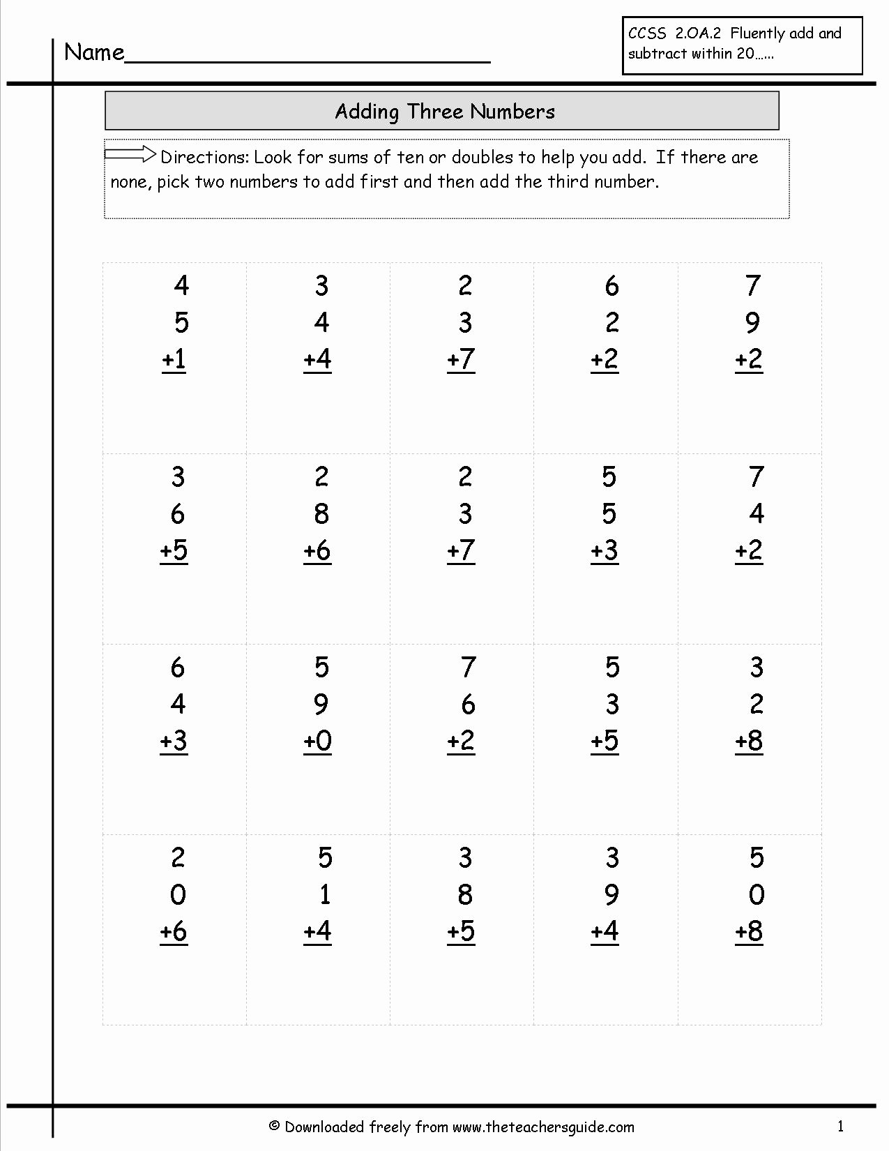 Adding Three Numbers Worksheet Best Of Free Math Printouts From the Teacher S Guide