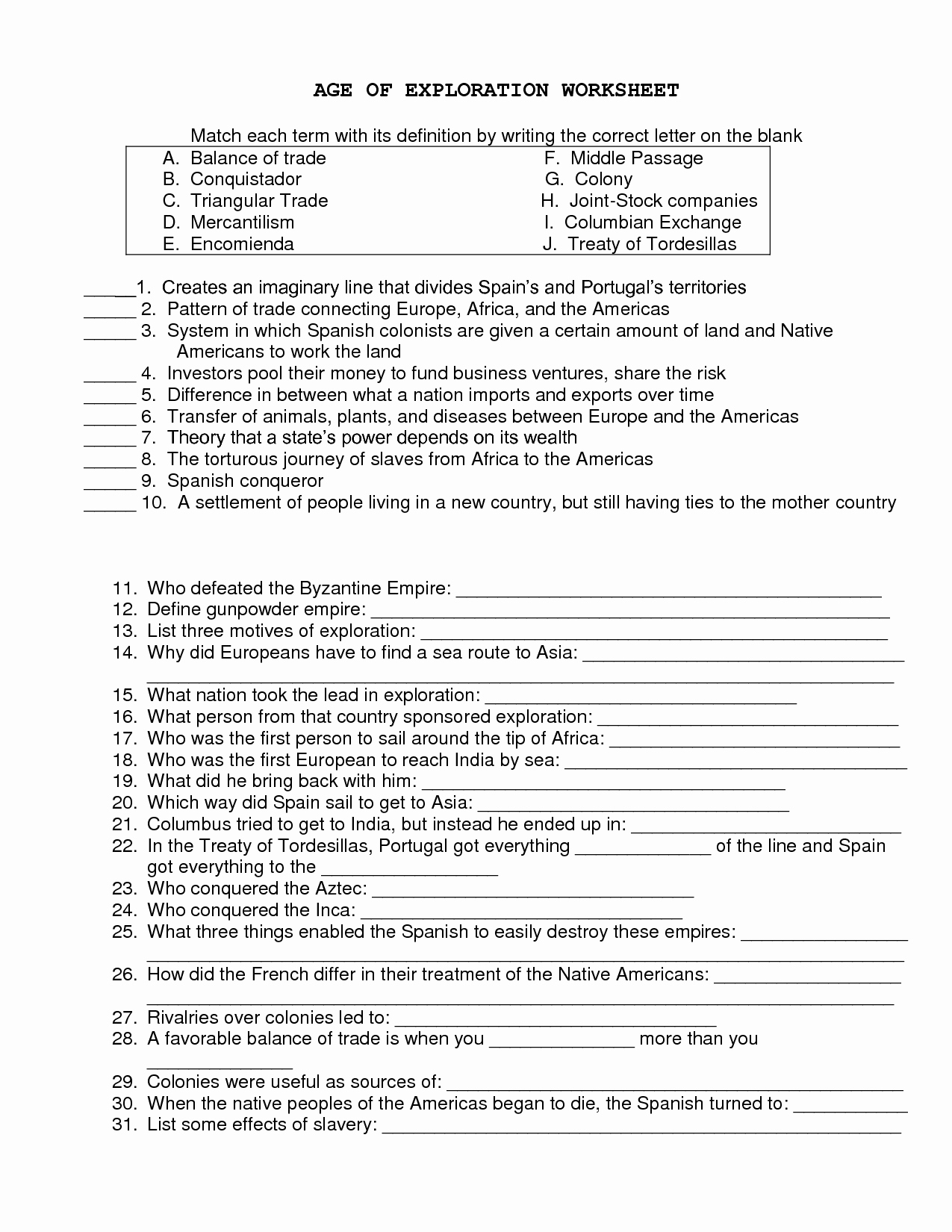 Age Of Exploration Worksheet Beautiful 14 Best Of European Exploration Map Worksheet