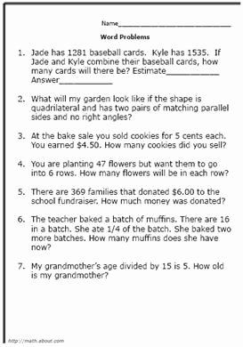 Age Word Problems Worksheet Luxury 4th Grade Math Word Problems