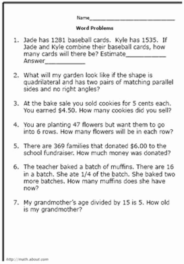 Age Word Problems Worksheet