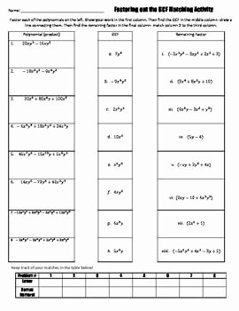 Algebra 1 Factoring Worksheet Elegant Factoring Polynomials Maze Worksheet Answers Operations