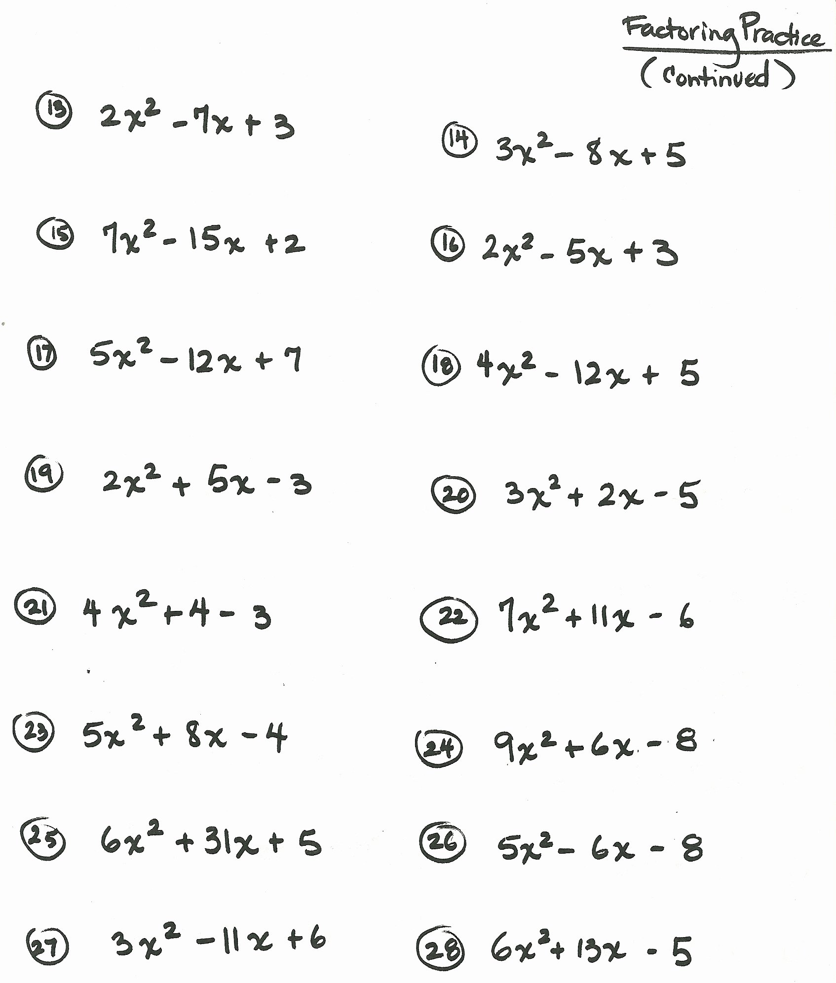 Algebra 1 Factoring Worksheet Fresh Algebra Worksheet New 187 Algebra Worksheet Factoring