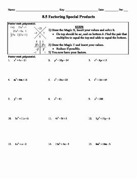 Algebra 1 Factoring Worksheet Lovely Holt Algebra 8 5 Factoring Special Products Worksheet