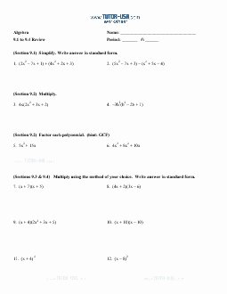 Algebra 1 Factoring Worksheet New Algebra Worksheet New 187 Algebra Worksheet Factoring