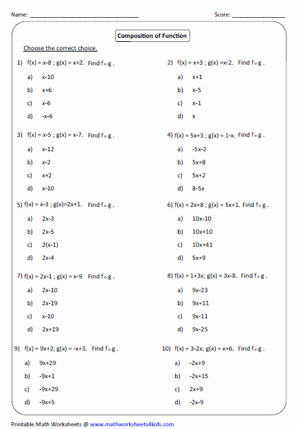 Algebra 1 Function Notation Worksheet Lovely Function Worksheets