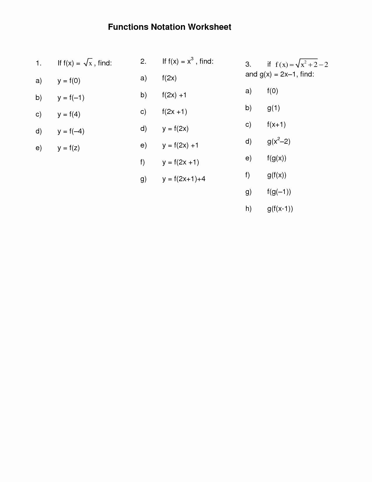 Algebra 1 Function Notation Worksheet Luxury 12 Best Of Function Notation Algebra Worksheets