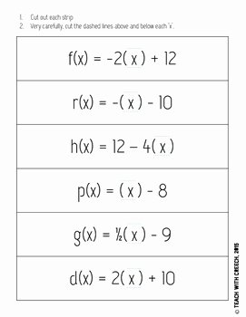 Algebra 1 Function Notation Worksheet Luxury Function Notation Activity and Worksheet by Secondary Math