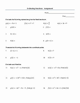 Algebra 1 Function Notation Worksheet New Evaluating Functions Algebraically and Graphically
