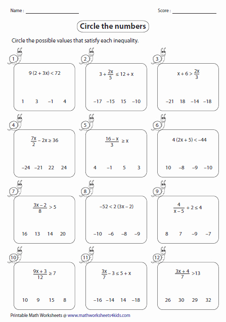Algebra 1 Inequalities Worksheet New Multi Step Inequalities Worksheets
