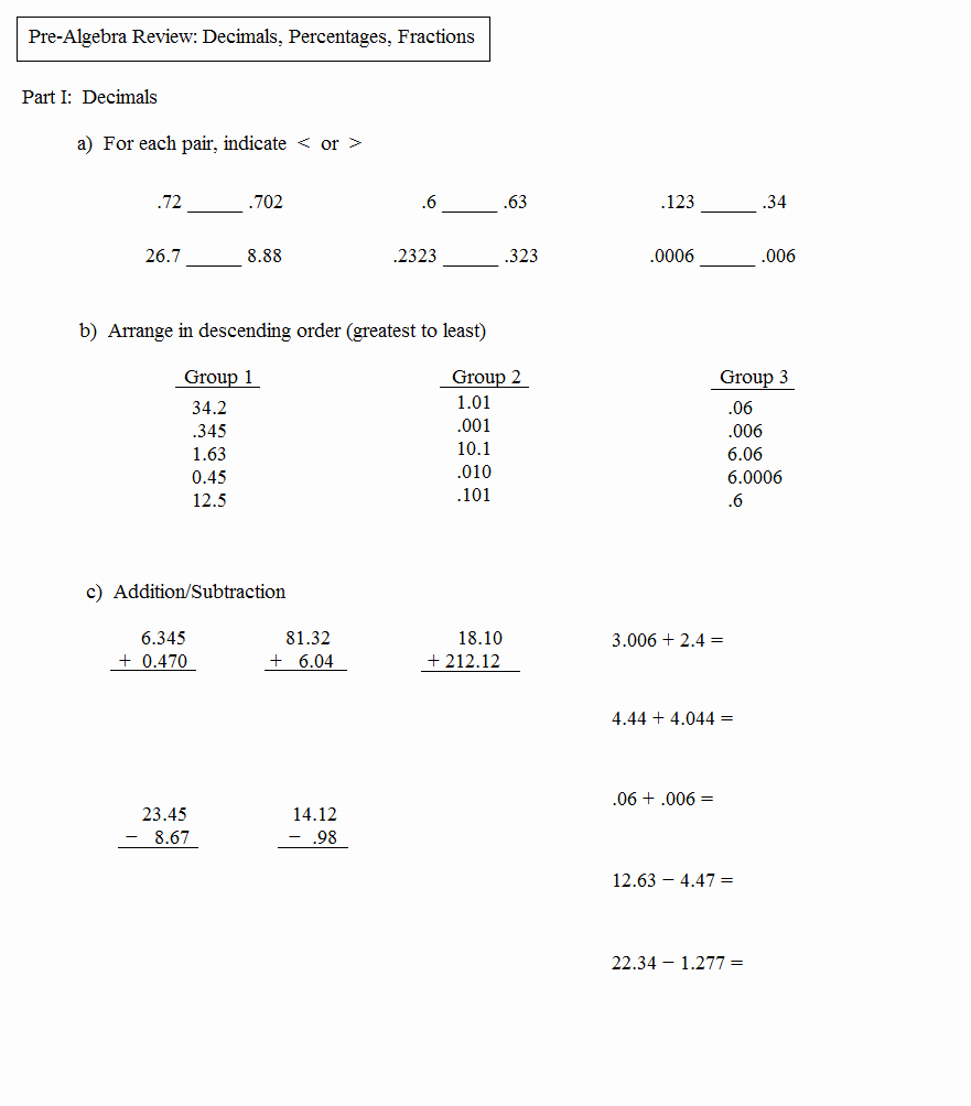 Algebra 1 Review Worksheet Awesome Math Plane Pre Algebra Review 2