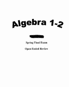 Algebra 1 Review Worksheet Elegant Algebra 1 2 Spring Final Exam Open Ended Review Worksheet