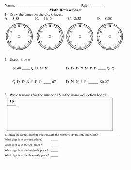 Algebra 1 Review Worksheet Unique Everyday Math Grade 3 Unit 1 Review Worksheet by Brooke