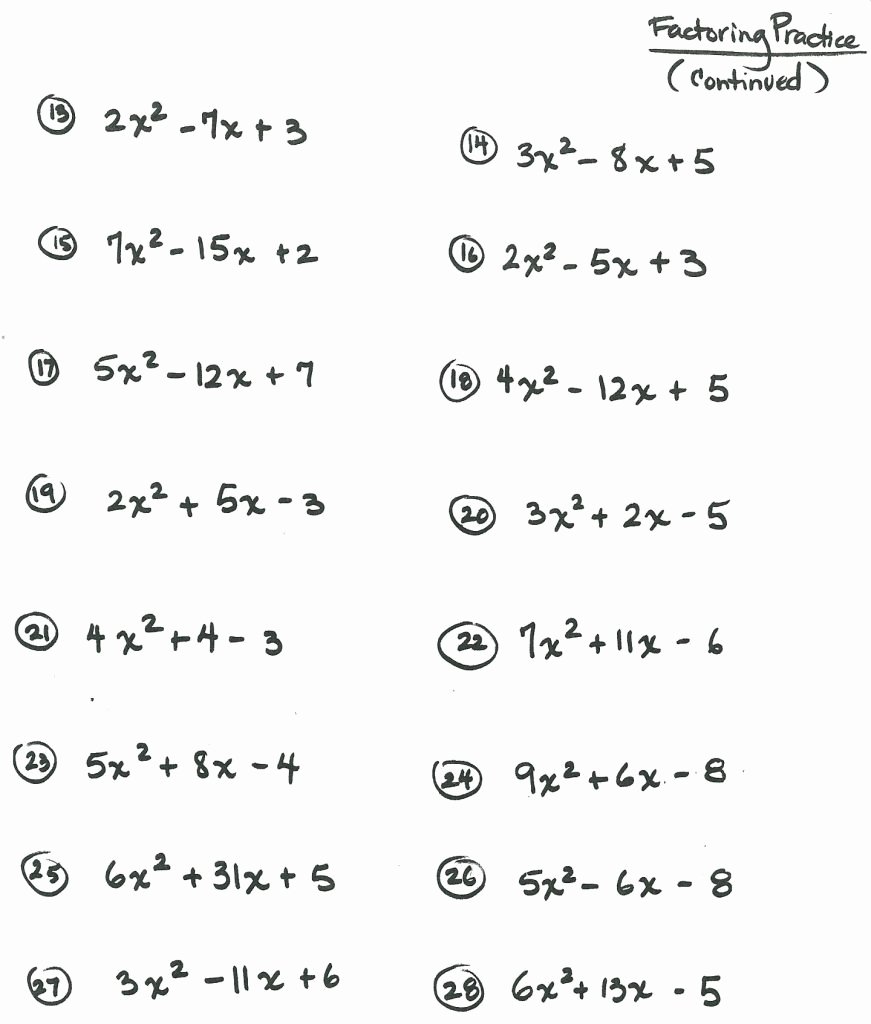 Algebra 2 Factoring Worksheet Awesome Factoring Polynomials Worksheet with Answers Algebra 2