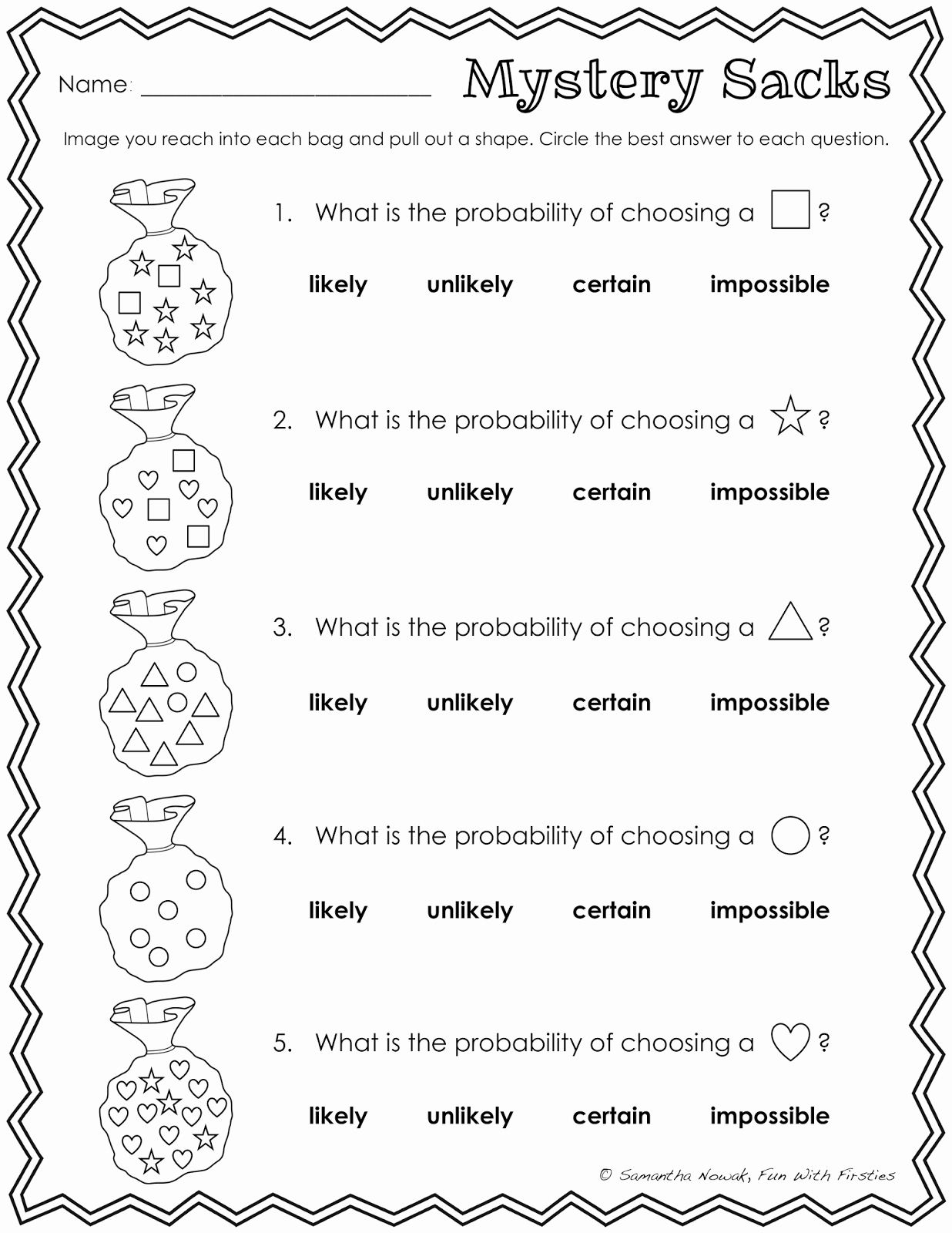 Algebra 2 Probability Worksheet Fresh Fun with Firsties Our Probability Unit Worksheets