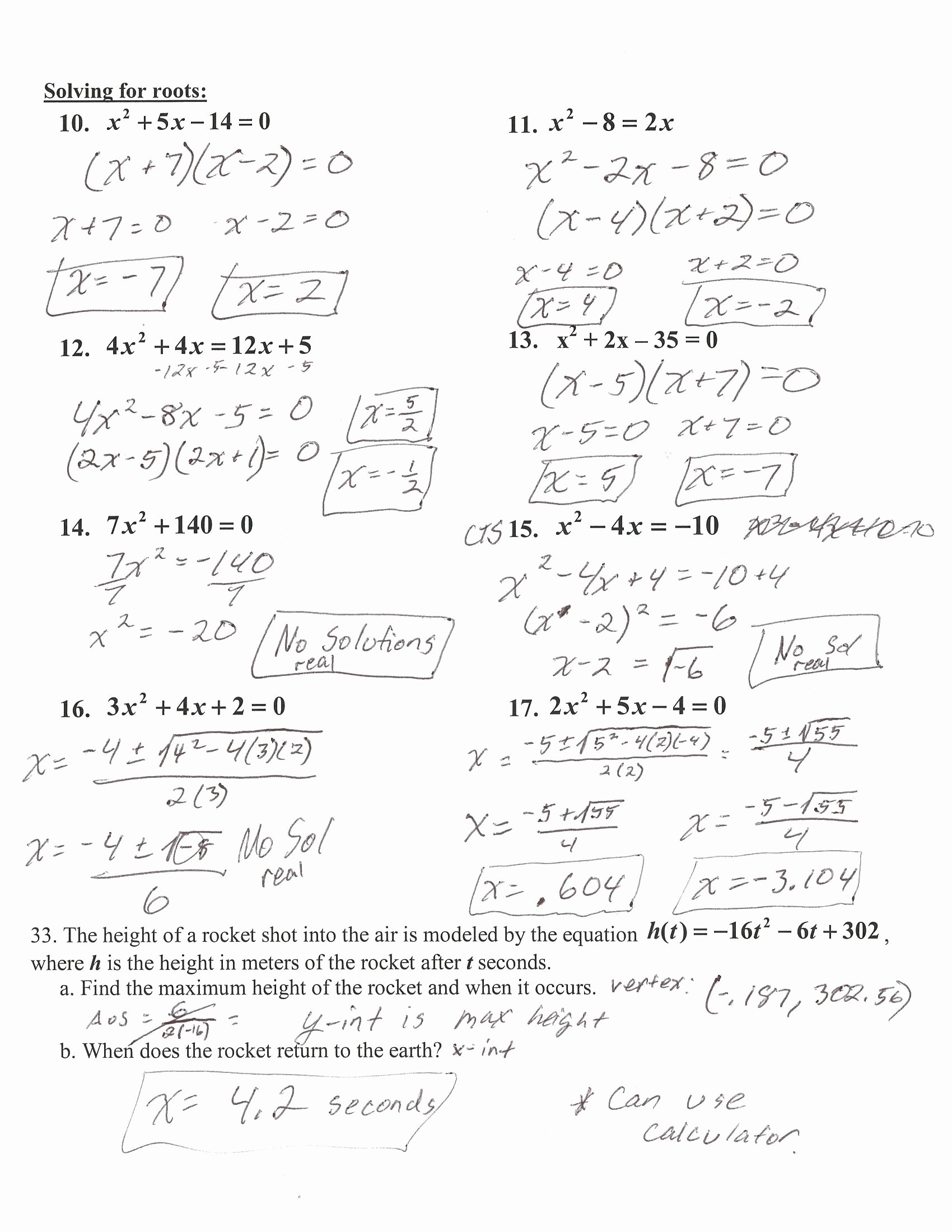 50 Algebra 2 Review Worksheet
