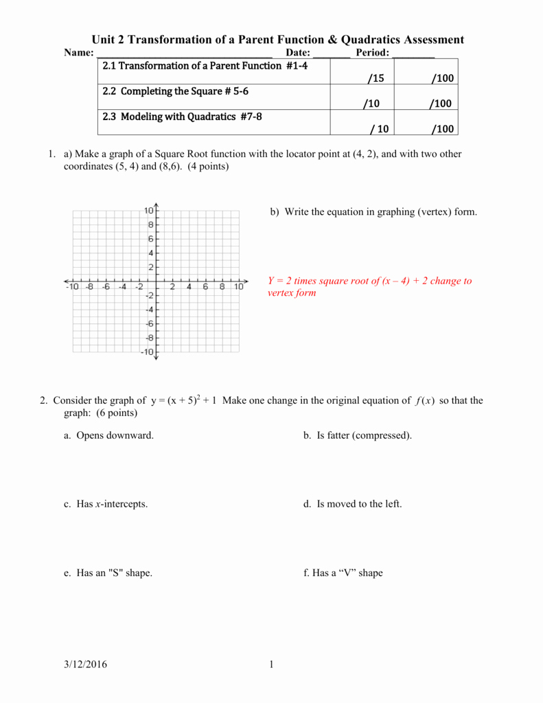 Algebra 2 Review Worksheet Lovely Algebra 2 Unit 2 Pre Test Review Worksheet