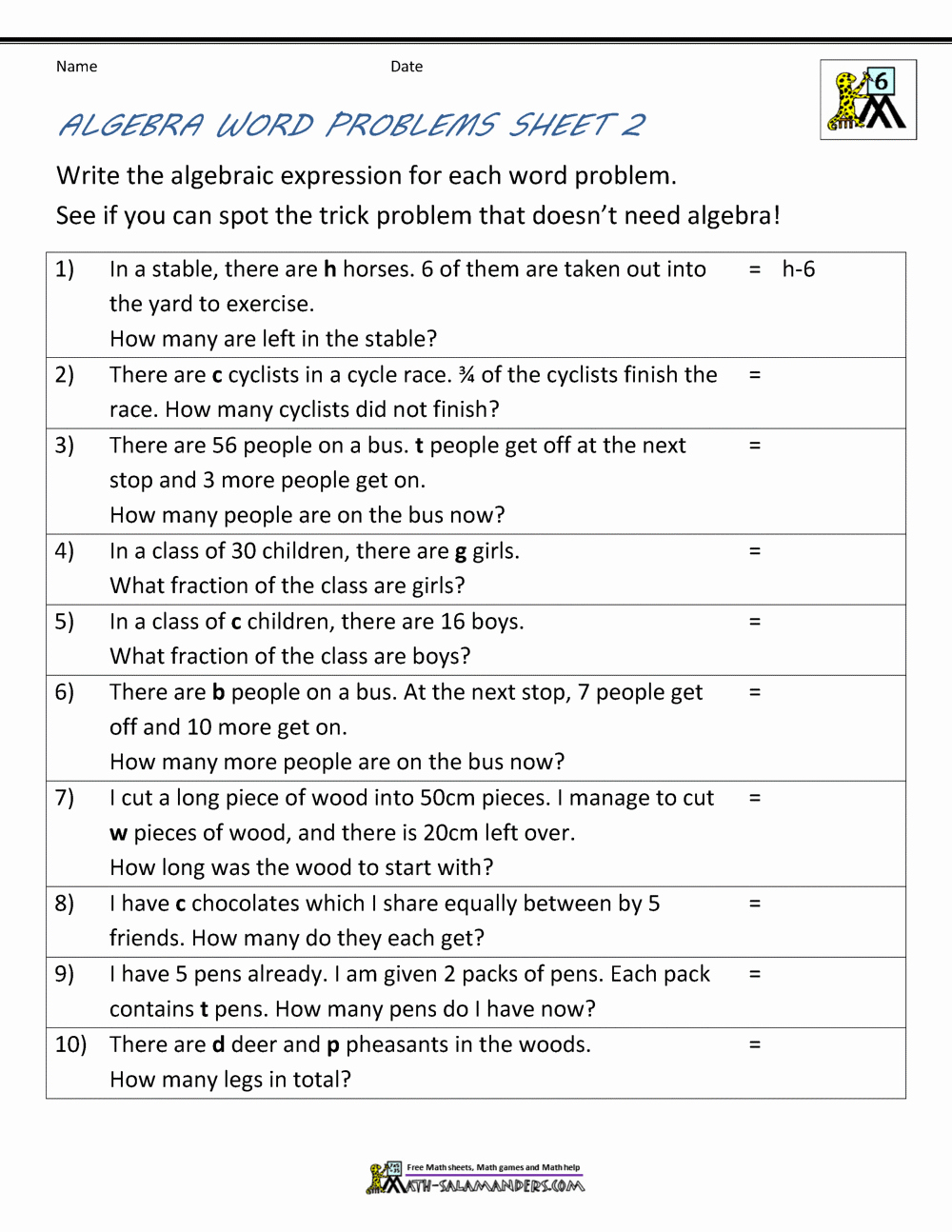 Algebra 2 Word Problems Worksheet Elegant Basic Algebra Worksheets