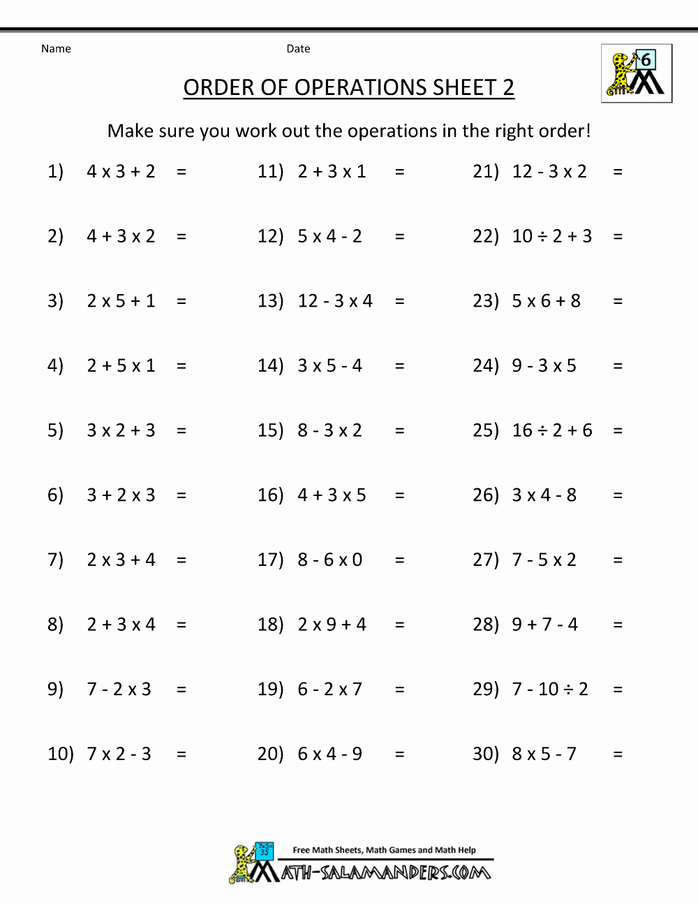Algebra 2 Worksheet Pdf New Pemdas Rule &amp; Worksheets