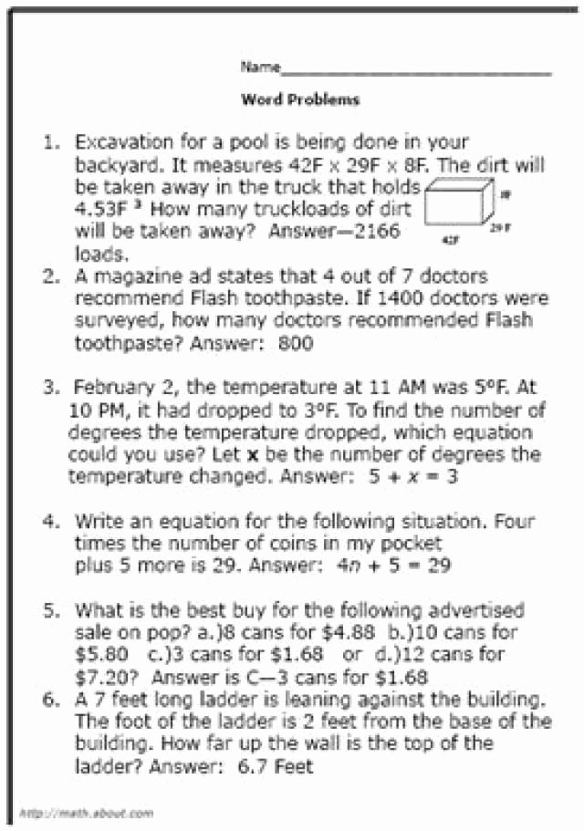 Algebra Word Problems Worksheet Pdf Elegant What are some Good Math World Problems for 8th Graders
