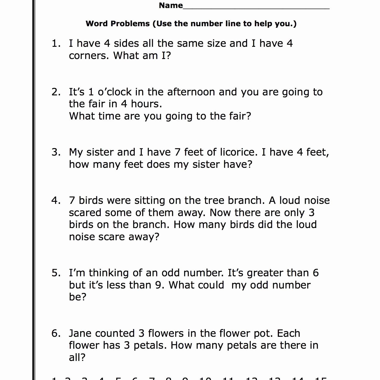 Algebra Word Problems Worksheet Pdf Unique First Grade Math Word Problems