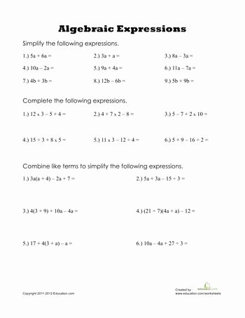 Algebraic Expressions Worksheet Pdf Unique 25 Best Ideas About Algebraic Expressions On Pinterest