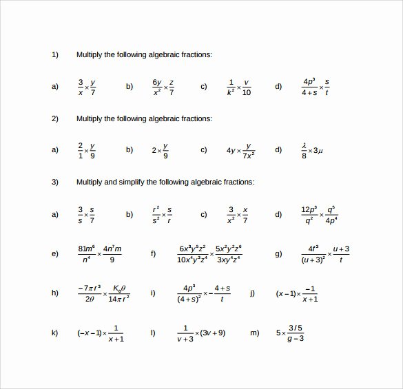 Algebraic Expressions Worksheet Pdf Unique Sample Algebraic Multiplication Worksheet 10 Documents