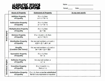 Algebraic Proofs Worksheet with Answers New Algebraic Proofs Reasons and Practice by Emily P K