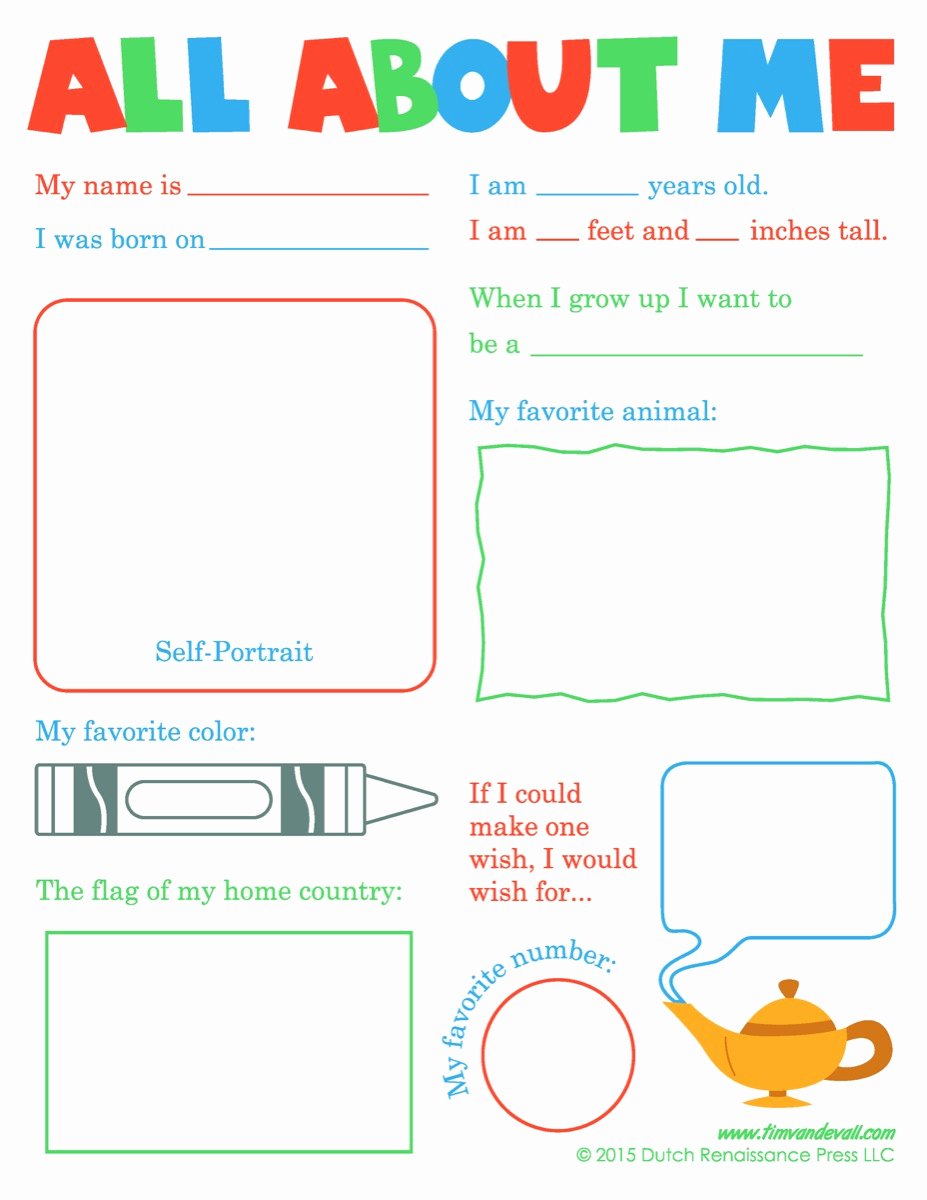 All About Me Printable Worksheet Unique All About Me Worksheet Tim Van De Vall
