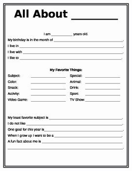 All About Me Worksheet Luxury All About Me Worksheet by Nick Knacks for the Knapsack