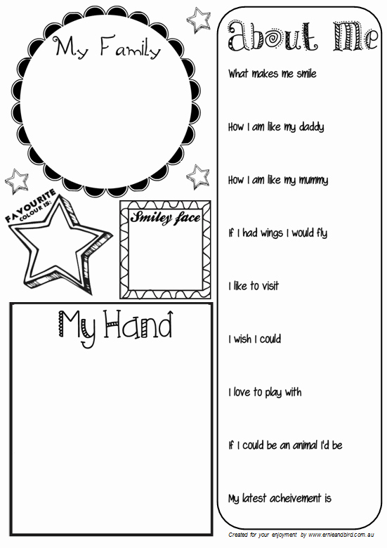 All About Me Worksheet Preschool Best Of Ernie &amp; Bird by Lis O Brien All About Me Activity Sheet