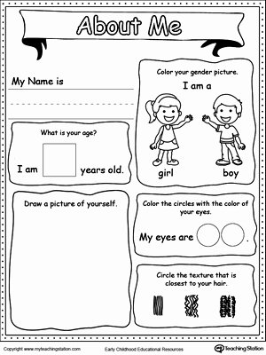 All About Me Worksheet Preschool New All About Me