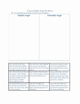 Anger Management Worksheet for Teens Lovely Anger Worksheets for Teens by In Home Counseling Resources