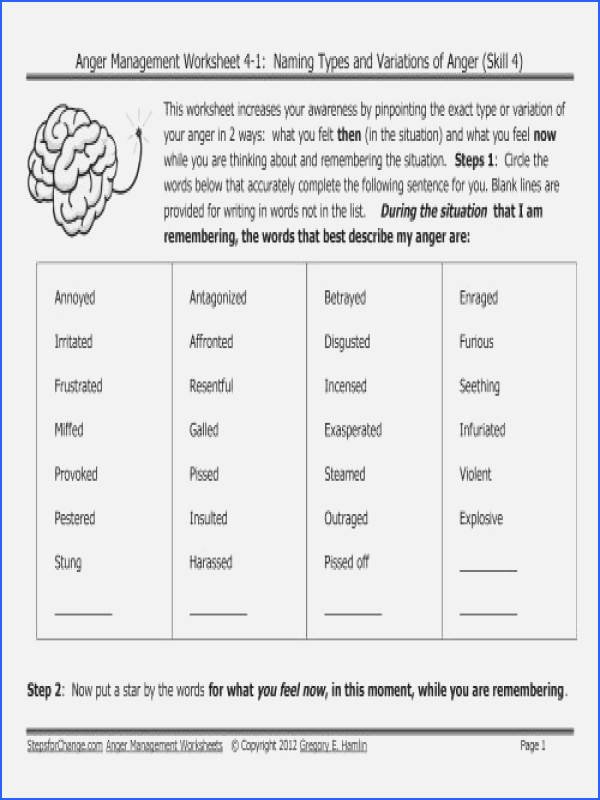Anger Management Worksheet for Teens Lovely Teenage Anger Management Worksheets