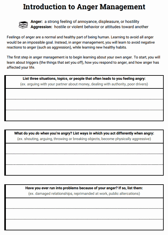 Anger Management Worksheet for Teens Luxury Introduction to Anger Management Worksheet