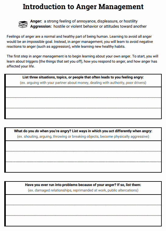 Anger Management Worksheet For Teens