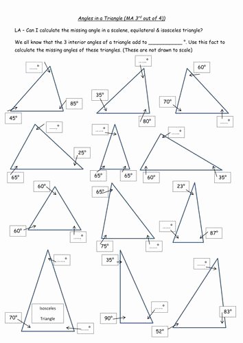 Angle Bisector theorem Worksheet Elegant Angles In A Triangle Worksheet 4 Diff Levels