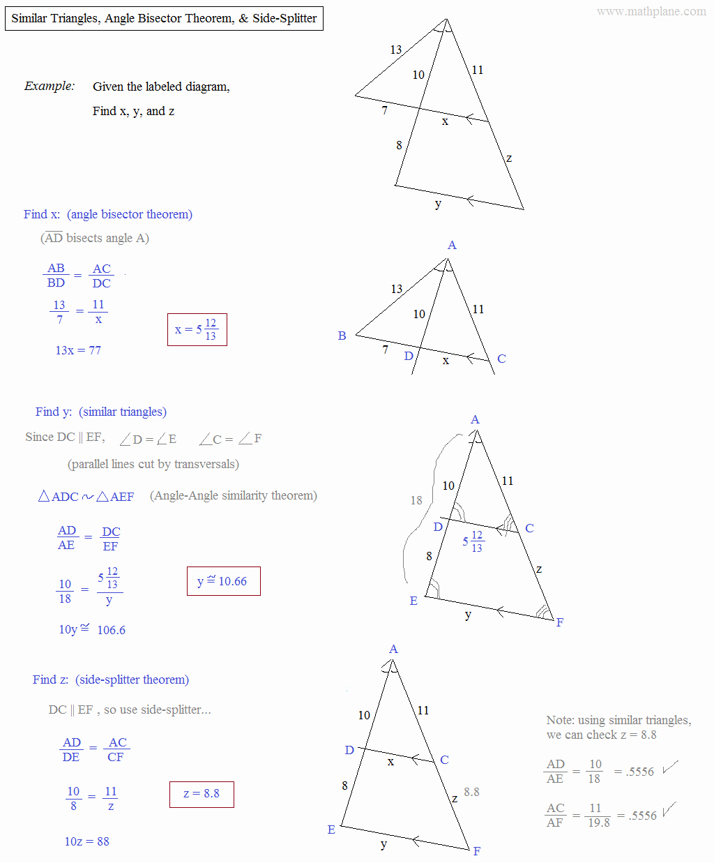 Angle Bisector theorem Worksheet Elegant Math Plane Similar Triangles &amp; Ratios
