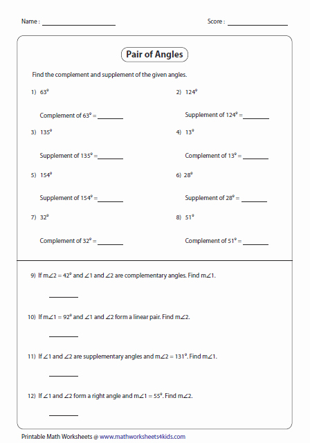 Angle Pair Relationships Practice Worksheet Awesome Pairs Of Angles Worksheets
