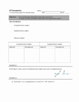 Angle Pair Relationships Practice Worksheet Elegant 1 5 Angle Pair Relationships Practice Worksheet Day 1 Jnt