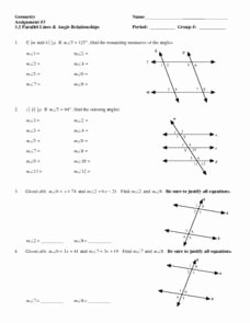 Angle Pair Relationships Practice Worksheet New Parallel Lines and Angle Relationships Worksheet for 9th