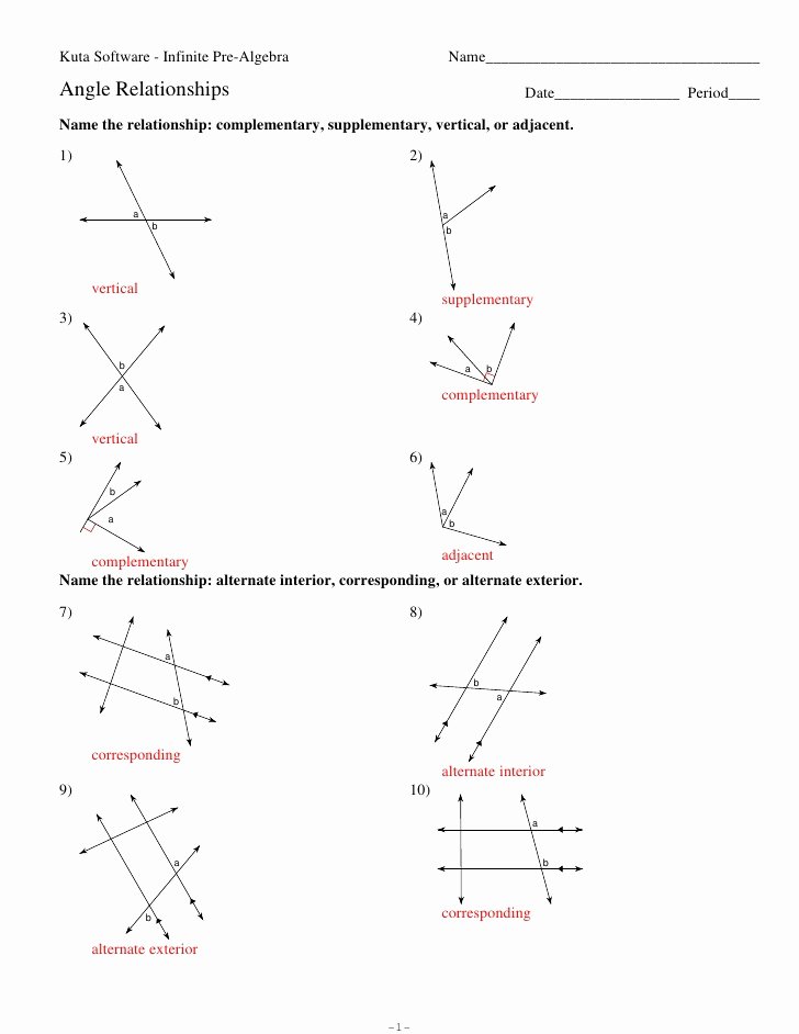 Angle Pair Relationships Practice Worksheet Unique Angle Relationships