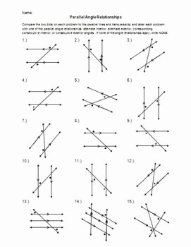 Angle Pair Relationships Practice Worksheet Unique Parallel Angle Relationship Practice by Eric Douce