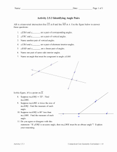 Angle Pair Relationships Worksheet Unique 1 5 Angle Pair Relationships Practice Worksheet Day 1 Jnt