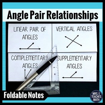 Angle Pair Relationships Worksheet Unique Angle Pair Relationships Interactive Foldable by Mrs E