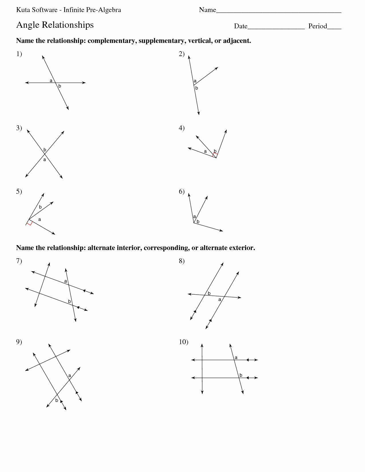 Angle Relationships Worksheet Answers Elegant Alt Interior Angle Worksheets